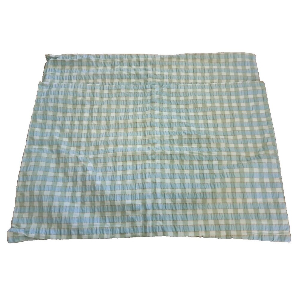 Peri Home Seersucker Pillow Shams Blue Green Check Plaid Cotton Set of 2